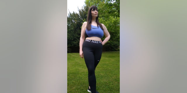 Though she started some at-home workouts, she also realized she had to change her diet, but that social media -- with ads and posts about unhealthy snacks -- was hindering her progress. Finn is pictured in June 2021, when she weighed 156 pounds. (SWNS)