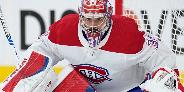 FILE - Montreal Canadiens goaltender Carey Price (31) plays against the Vegas Golden Knights during Game 2 of an NHL hockey Stanley Cup semifinal playoff series in Las Vegas, in this Wednesday, June 16, 2021, file photo.