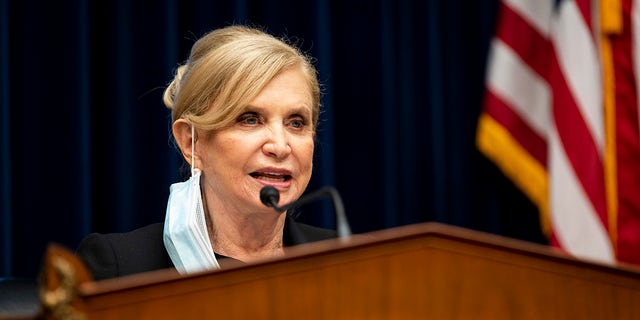 Rep. Carolyn Maloney, D-N.Y., speaks during a House Committee on Oversight and Reform hearing at the U.S. Capitol in Washington on Oct. 7, 2021.