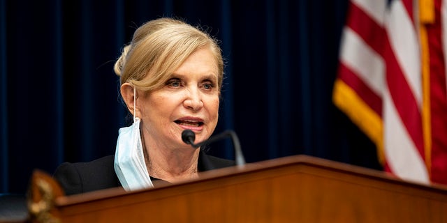 Chairwoman Rep. Carolyn Maloney (D-NY) speaks during a House Oversight Committee hearing at the U.S. Capitol Oct. 7, 2021 in Washington, DC. 