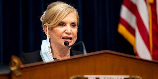 Rep. Carolyn Maloney, D-N.Y., speaks during a House Committee on Oversight and Reform hearing at the U.S. Capitol in Washington on Oct. 7, 2021.