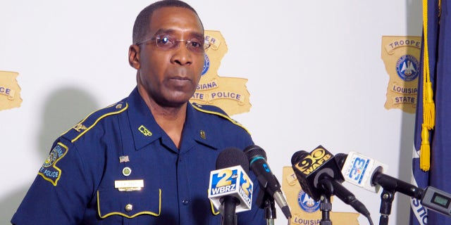 Col. Lamar Davis, superintendent of the Louisiana State Police, speaks about the agency's release of video involving the death of Ronald Greene, at a press conference held Friday, May 21, 2021, in Baton Rouge, La. Greene was jolted with stun guns, put in a chokehold and beaten by troopers, and his death is now the subject of a federal civil rights investigation. (AP Photo/Melinda Deslatte)