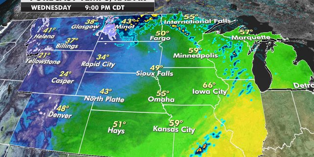 Forecast temperatures for the Central Plains