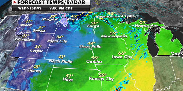 Forecast temperatures for the Central Plains