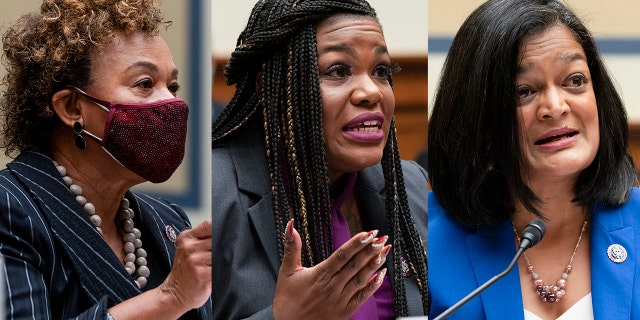Reps. Barbara Lee, Cori Bush, Pramila Jayapal (AP Photo/Jacquelyn Martin)