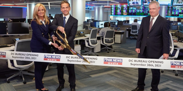 Fox News Media CEO Suzanne Scott, FOX Corporation CEO Lachlan Murdoch, and Fox News Media President Jay Wallace attended the ribbon-cutting Thursday for the state-of-the-art, all-digital newsroom.