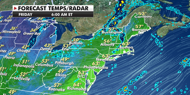 East Coast forecast temperatures