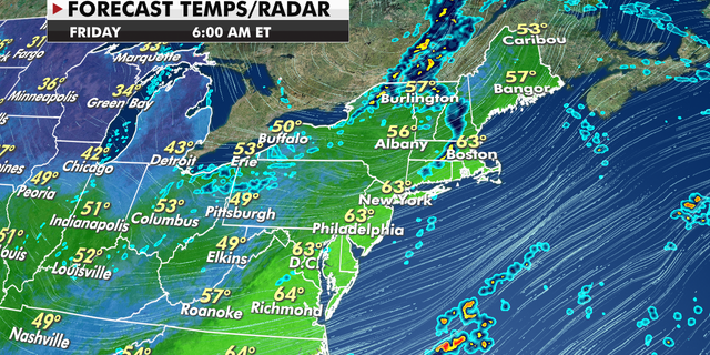 East Coast forecast temperatures