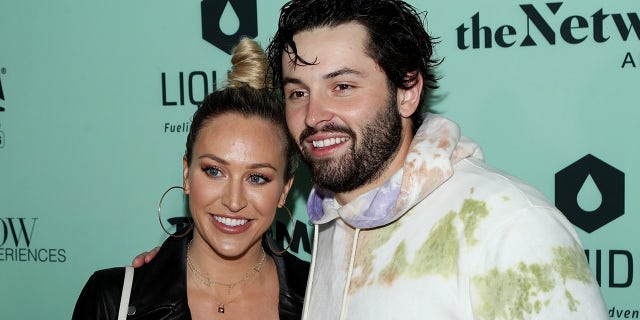 Emily Wilkinson and Baker Mayfield attend Bootsy On The Water Miami Takeover 2020 on Jan. 31, 2020 in Miami, Florida.