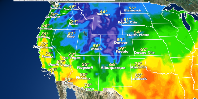 Forecast highs in the West