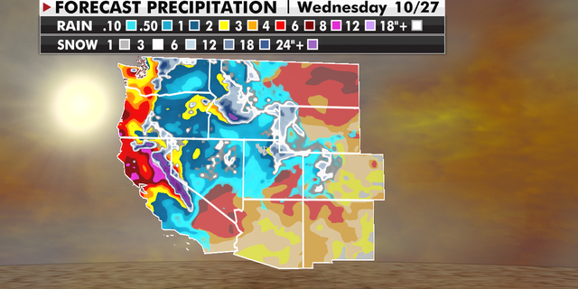 Forecast precipitation across the U.S.