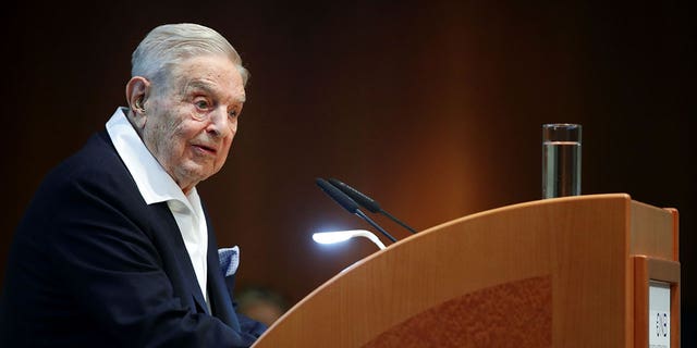 George Soros speaks to the audience at the Schumpeter Award in Vienna, Austria, June 21, 2019.