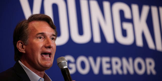 FILE PHOTO: Virginia gubernatorial candidate Glenn Youngkin speaks during a campaign event in McLean, Virginia, U.S., July 14, 2021. 