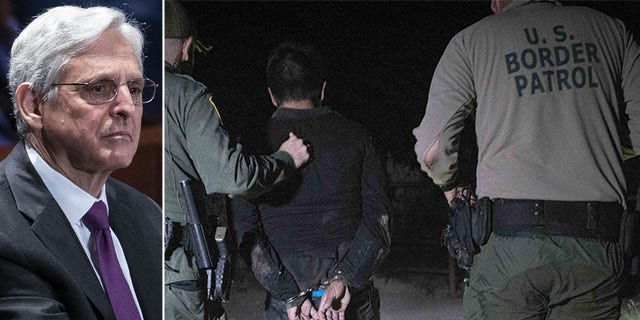 A Central American migrant is apprehended by U.S. Border Patrol agents after crossing the Rio Grande in Roma, Texas, U.S., on Saturday, June 12, 2021. Legislation that would grant a path to citizenship to young immigrants brought to the U.S as children has triggered a fresh round of partisan skirmishes over border security, as the fate of a program shielding them from deportation hangs in the balance. Photographer: Nicolo Filippo Rosso/Bloomberg via Getty Images