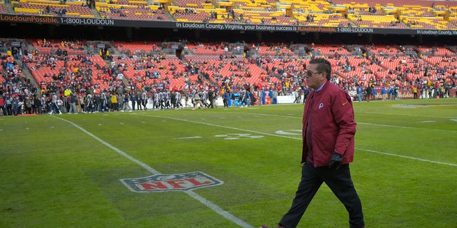 Washington Redskins owner Dan Snyder walks off the field before his Redskins  lose to the Houston Texans at FedEX Field on November 18, 2018, in Landover, MD. 