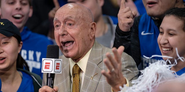 ESPN commentator Dick Vitale is seen before the Kentucky Wildcats and LSU Tigers game at Rupp Arena on Feb. 12, 2019.