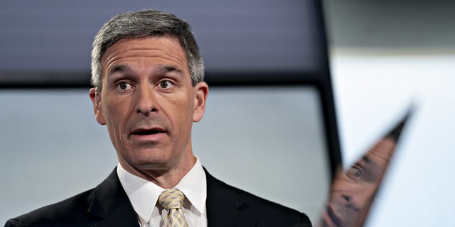 Ken Cuccinelli, acting director of U.S. Citizenship and Immigration Services, speaks during a Bloomberg Television interview in Washington, D.C., Aug. 9, 2019.