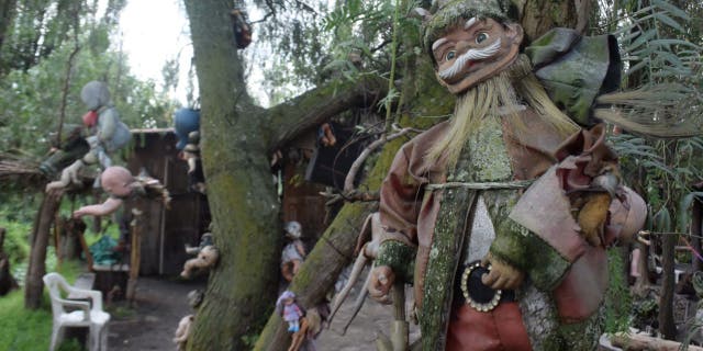 The Island of the Dead Dolls is a peninsula located in Xochimilco, a neighborhood in Mexico City. The land is decorated with several old dolls, which were gathered and hung up by its late inhabitant Don Julián Santana Barrera.