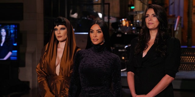 Pictured left: Musical guest Halsey, host Kim Kardashian West and Cecily Strong on specials for 