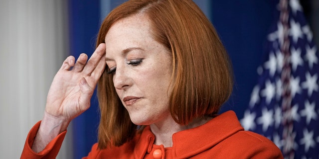 White House Press Secretary Jen Psaki pauses while speaking during the daily press briefing at the White House October 12, 2021 in Washington, DC. Earlier on Tuesday, President Joe Biden met virtually with G20 leaders to discuss Afghanistan.