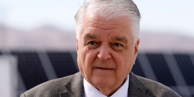 Nevada Gov. Steve Sisolak attends the launch of the 100-megawatt MGM Resorts Mega Solar Array on June 28, 2021 in Dry Lake Valley, Nevada. Sisolak promosed more investment in green energy in his Wednesday State of the State address. (Photo by Ethan Miller/Getty Images)
