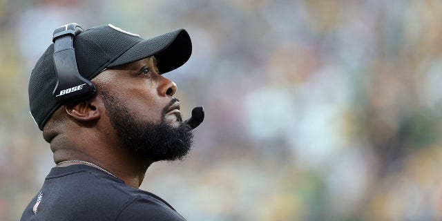 Mike Tomlin looks on during the second quarter against the Green Bay Packers at Lambeau Field on Oct. 3, 2021, in Wisconsin.