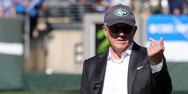 New York Jets owner Woody Johnson watches the action during the Tennessee Titans game at MetLife Stadium on October 3, 2021, in East Rutherford, New Jersey.