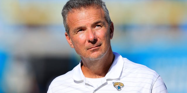 Head coach Urban Meyer of the Jacksonville Jaguars walks off the field following the game against the Tennessee Titans at TIAA Bank Field on Oct. 10, 2021 in Jacksonville, Florida.