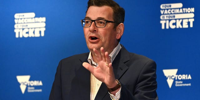 Melbourne, Australien – 17. Oktober: Der viktorianische Premier Daniel Andrews spricht am 17. Oktober 2021 in Melbourne, Australien vor den Medien (Foto von Quinn Rooney / Getty Images)