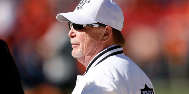 DENVER, COLORADO - OCTOBER 17: Owner Mark Davis of the Las Vegas Raiders looks on before the game against the Denver Broncos at Empower Field At Mile High on October 17, 2021 in Denver, Colorado. (Photo by Justin Edmonds/Getty Images)