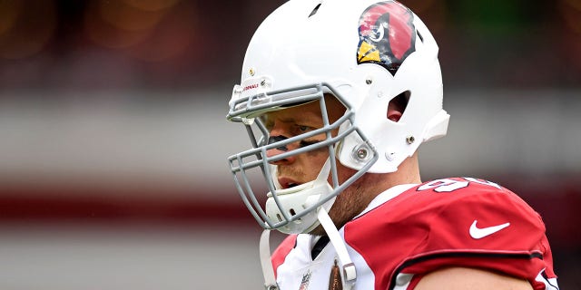 CLEVELAND, OH - OCTOBER 17: J.J. Watt #99 of the Arizona Cardinals warms up prior to a game against the Cleveland Browns at FirstEnergy Stadium on October 17, 2021 in Cleveland, Ohio.