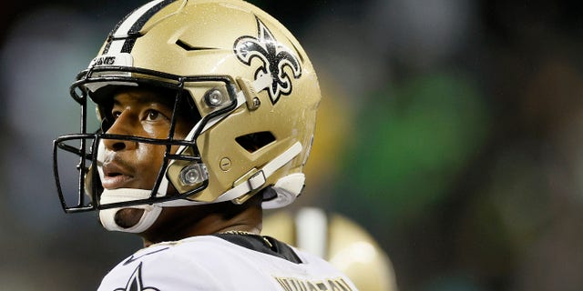 Jameis Winston of the New Orleans Saints looks on against the Seattle Seahawks at Lumen Field on Oct. 25, 2021, in Seattle, Washington.