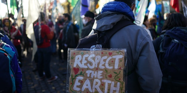 GLASGOW, SCOTLAND - OCTOBER 30: Pilgrim groups that have gone to Glasgow will be joined by members of the group, Extinction Rebellion, as they go to raise awareness of the climate crisis on October 30, 2021 in Glasgow, Scotland.