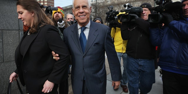 RICHMOND, VA - JANUARY 06: Former Virginia Governor Douglas Wilder (2nd L) leaves U.S. District Court for the Eastern District of Virginia after he testified at former Virginia Governor Robert McDonnell's sentencing hearing January 6, 2015, in Richmond, Virginia. (Photo by Alex Wong/Getty Images)