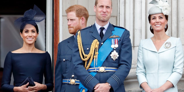 From left: Meghan, Duchess of Sussex, Prince Harry, Duke of Sussex, Prince William, Duke of Cambridge and Catherine, Duchess of Cambridge.