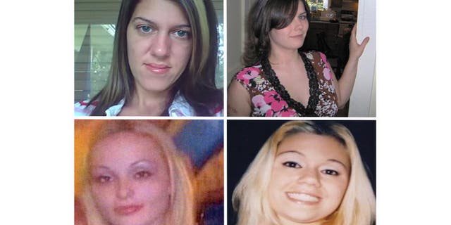 Counter-clockwise from left: Amber Lynn Costello, 27, Maureen Brainard-Barnes, 25, Megan Waterman, 22 and Melissa Barthelemy, 24, disappeared after meeting with a client on Craigslist. The remains of the women were found in December 2010 at Gilgo Beach on Long Island. 