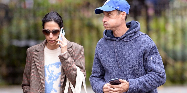 Huma Abedin is spotted grocery shopping with estranged husband, Anthony Weiner in New York City today. The pair who've reportedly split, but not divorced, seem still to be very civil with each other.  Abedin recently dropped a bombshell from her new book, 