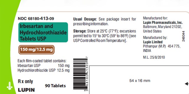 Lupin Pharmaceuticals, Inc. issues voluntarily nationwide recall of all Irbesartan Tablets and Irbesartan and Hydrochlorothiazide Tablets due to potential presence of N-nitrosoirbesartan impurity