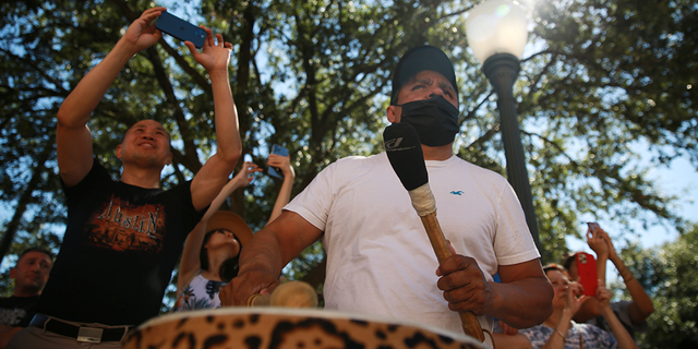 Event to mark Indigenous People's day is held in Austin
Javier Flores of Danza Azteca Guadalupana performs during an event to mark Indigenous Peoples' day at the capitol grounds in Austin, Texas, U.S.