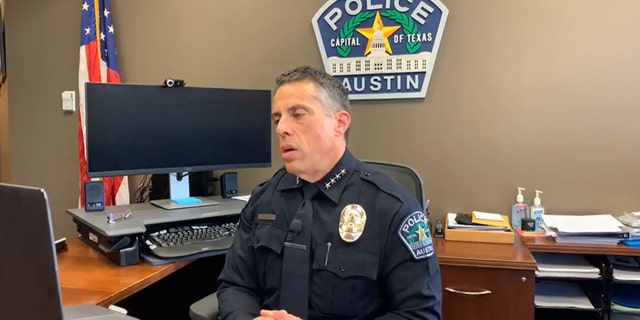 Interim police chief Joseph Chacon speak about the changes during a news conference Wednesday. (Austin Police Department)