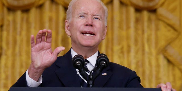 President Joe Biden delivers remarks about his Build Back Better agenda and the bipartisan infrastructure deal during a speech from the East Room of the White House in Washington, U.S., October 28, 2021.