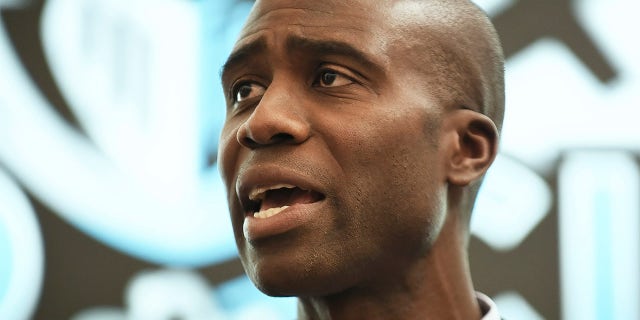 Newly appointed state Surgeon General Dr. Joseph Ladapo speaks during a press conference at Neo City Academy in Kissimmee, Florida. (Photo by Paul Hennessy / SOPA Images/Sipa USA)(Sipa via AP Images)