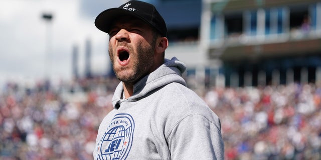 Former New England Patriots Julian Edelman is honored during halftime against the New Orleans Saints at Gillette Stadium.