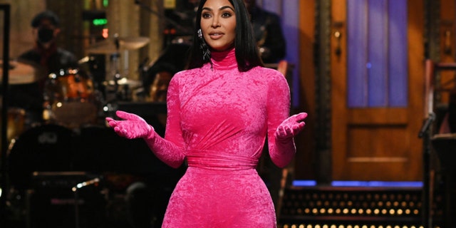 Host Kim Kardashian West during the monologue on "Saturday Night Live."