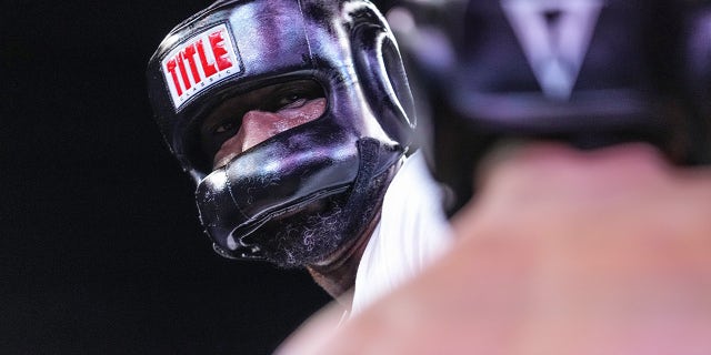 Lamar Odom looks on during his fight against Ojani Noa during Celebrity Boxing Miami 2021 Lamar Odom vs Ojani Noa at the James L. Knight Center on October 02, 2021 in Miami, Florida.