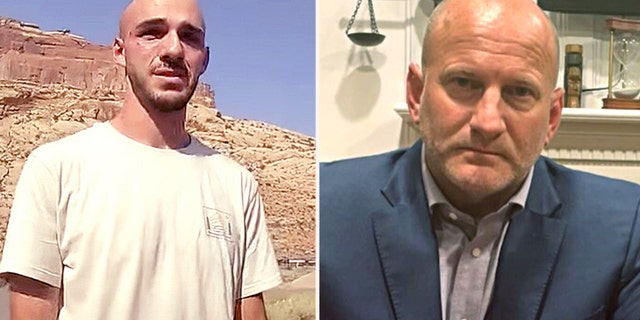 Left: Brian Laundrie on police bodycam video in Moab, Utah. Right: Attorney Steve Bertolino sits for an interview with Fox News Digital.