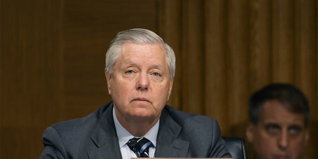 Senator Lindsey Graham, R-SC, questions US Attorney General Merrick Garland during a Senate Judiciary Committee hearing reviewing the Department of Justice on Capitol Hill in Washington, DC on October 27, 2021. 