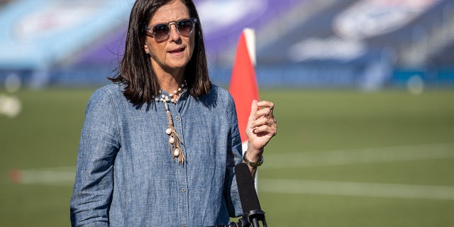 NWSL Commissioner Lisa Baird during a game between Portland Thorns FC and North Carolina Courage at Zions Bank Stadium on July 17, 2020, in Herriman, Utah.