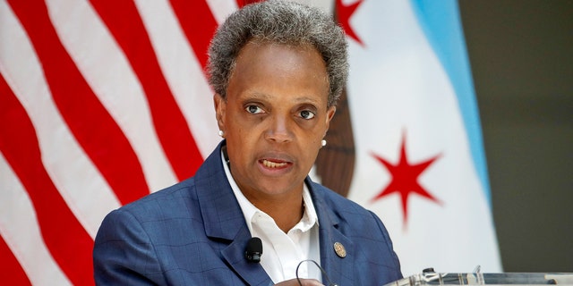 Mayor Lori Lightfoot speaks during a science initiative event in Chicago.