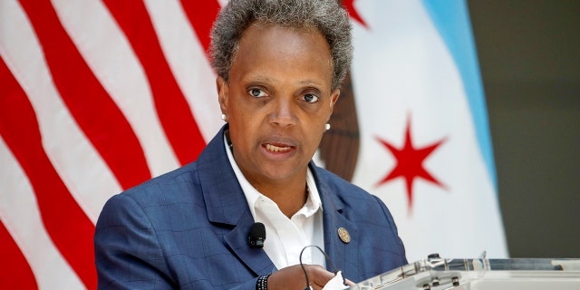 Mayor Lori Lightfoot speaks during a science initiative event in Chicago.